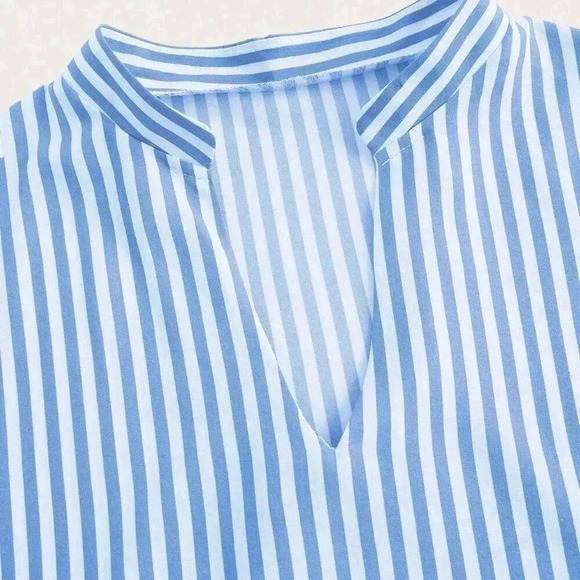 Blue Casual Women's Striped Printed Daily Dress - Picture 4 of 5